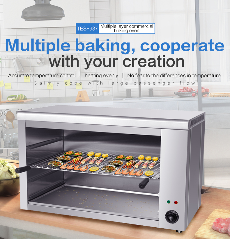 Electric Kitchen Equipment Counter Top Salamander Oven with Temperature Selector 50-300C
