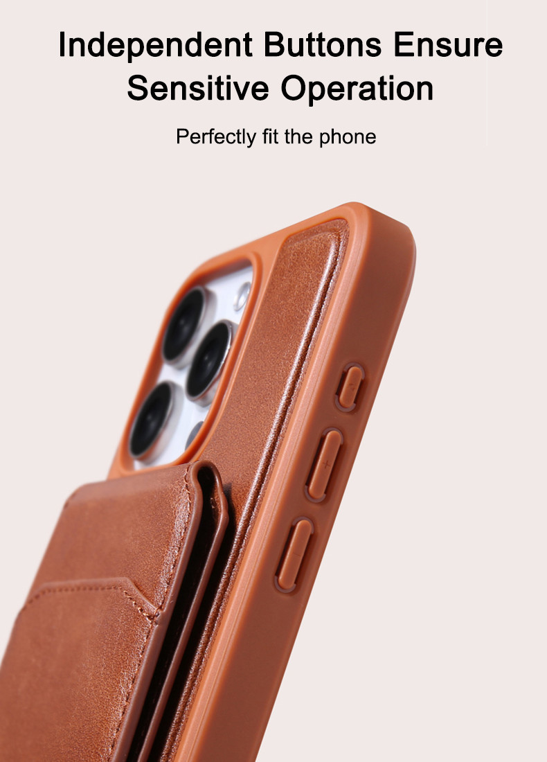 Magnet Pu Leather Phone Case With Magsafe Card Holder For IPhone Samsung