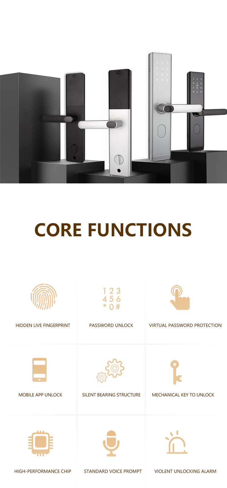 Biometric Keyless Fingerprint Door Lock Smart For Home Apartments Office Hotel