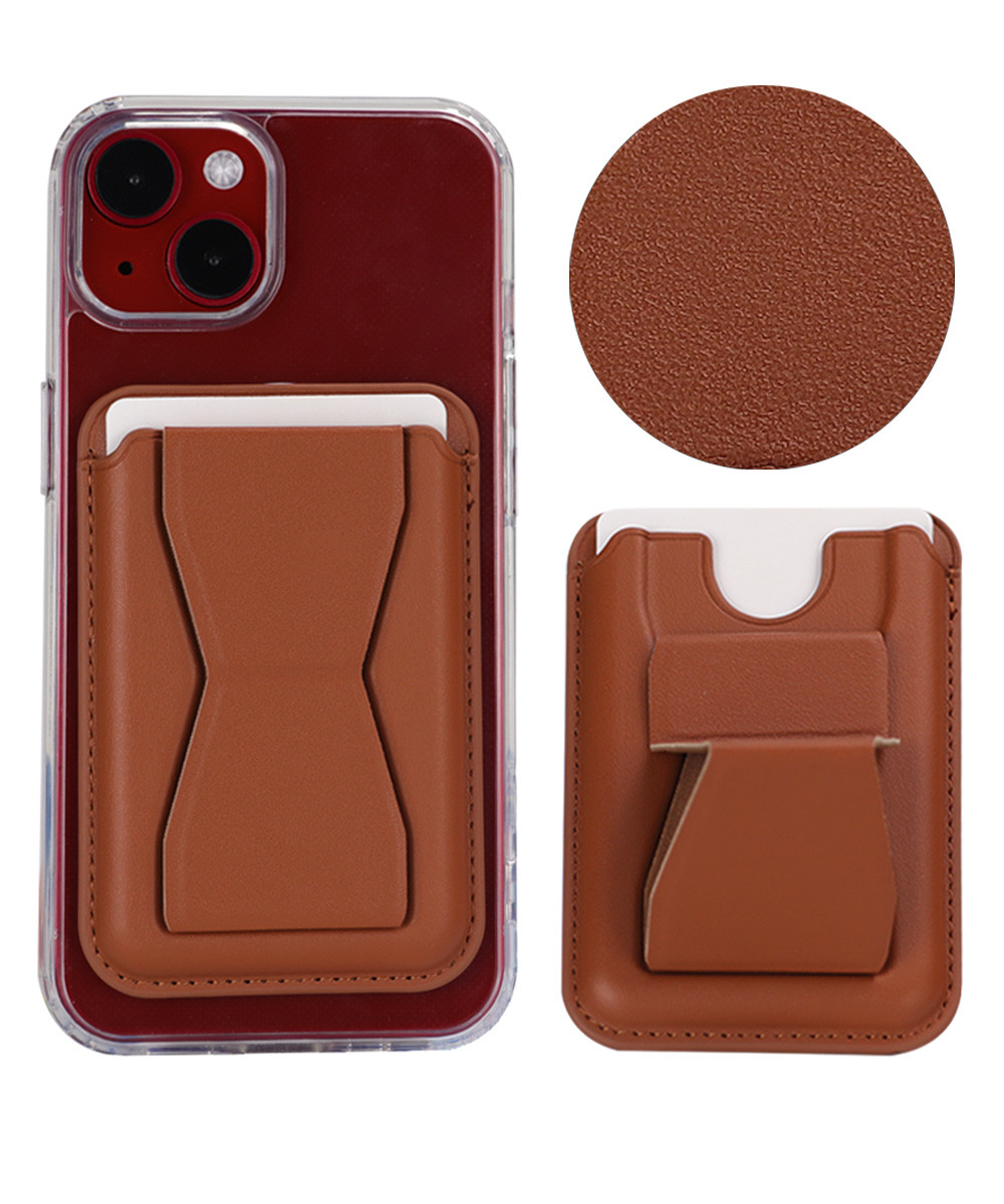 Custom PU Leather Magnetic Card Holder Stand With UV Printing Logo