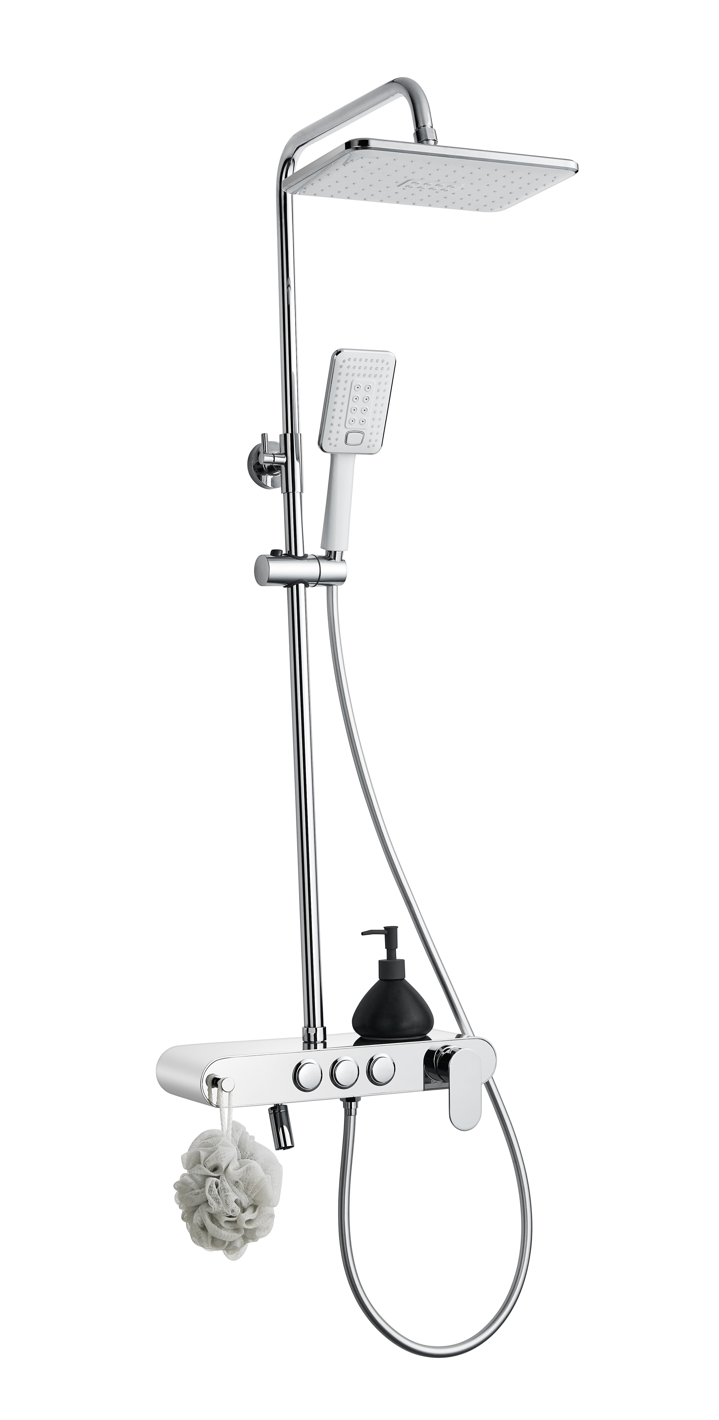 201 304 Stainless Steel Rain Brass Shower Set Mirror Polished