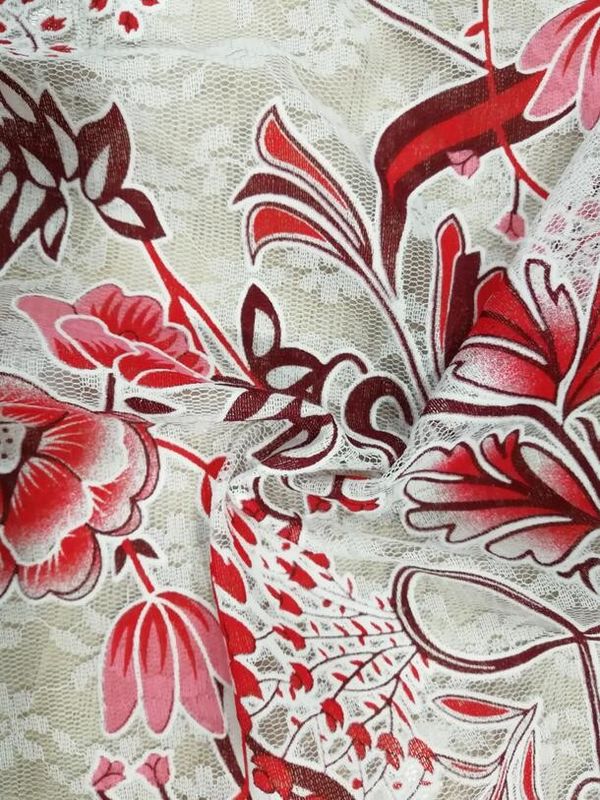 Flowers wreathed with vine Polyester&Cotton Burnout Lace Fabric for dress/ladies garment