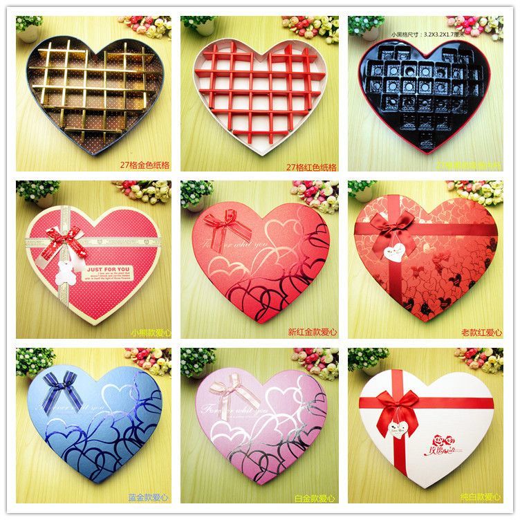 Fashion Luxury High Custom Christmas Seasonal Red Color Heart Shaped Lid and Base Paper Packaging Chocolate Box