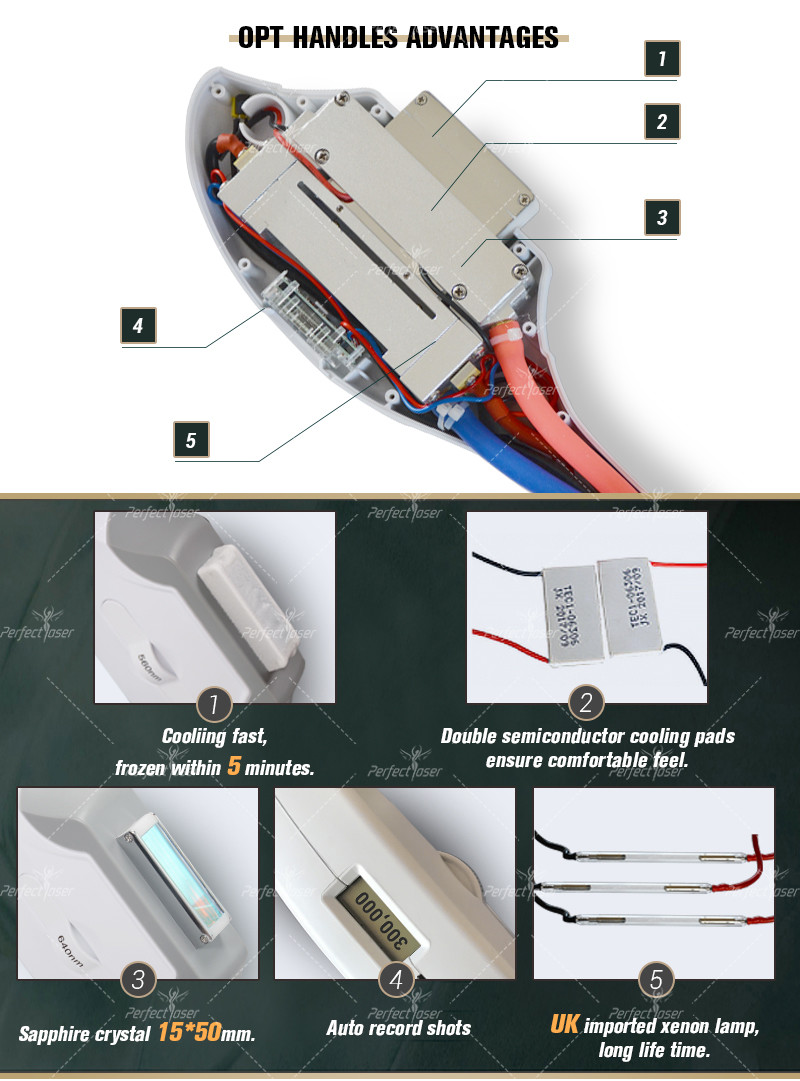 OPT IPL 5 in 1 Laser Hair Removal Machine with Best Cooling System and Big Energy