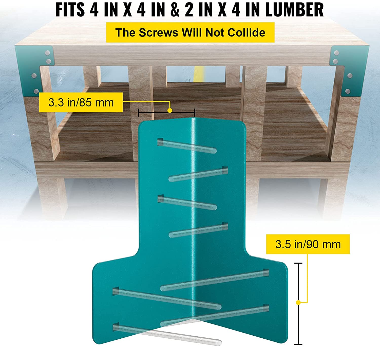 Joint Fastener For Desk Edge Box Wood Beam Silver Workbench Brackets Kit with Screws