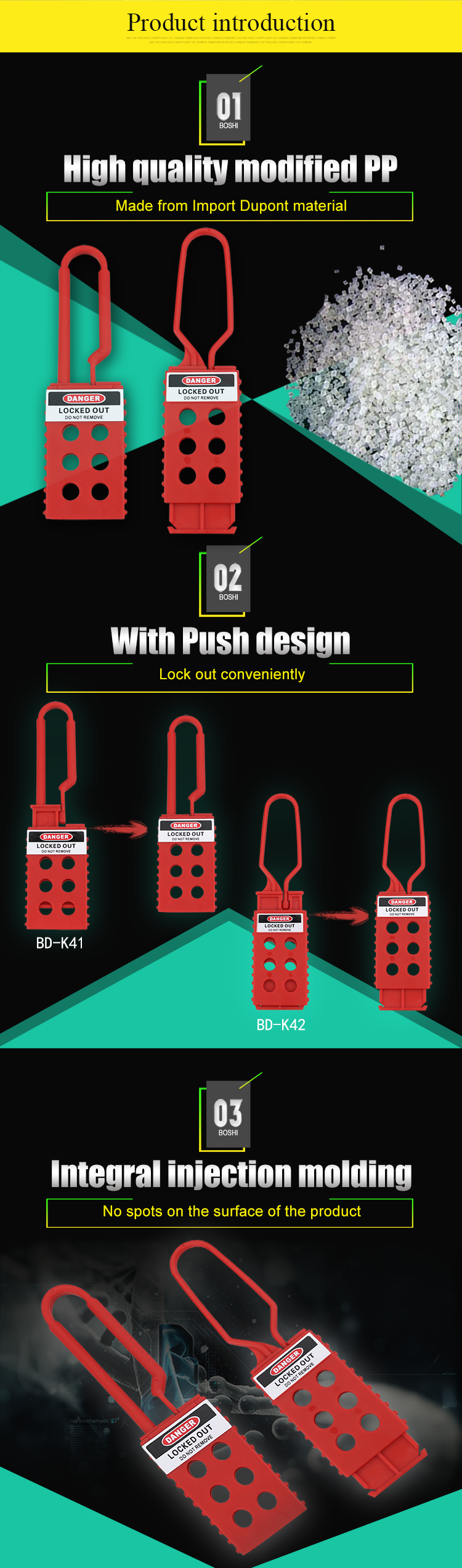 Lockout Hasp lock for safety Dielectric and Plastic allow to 6 padlocks