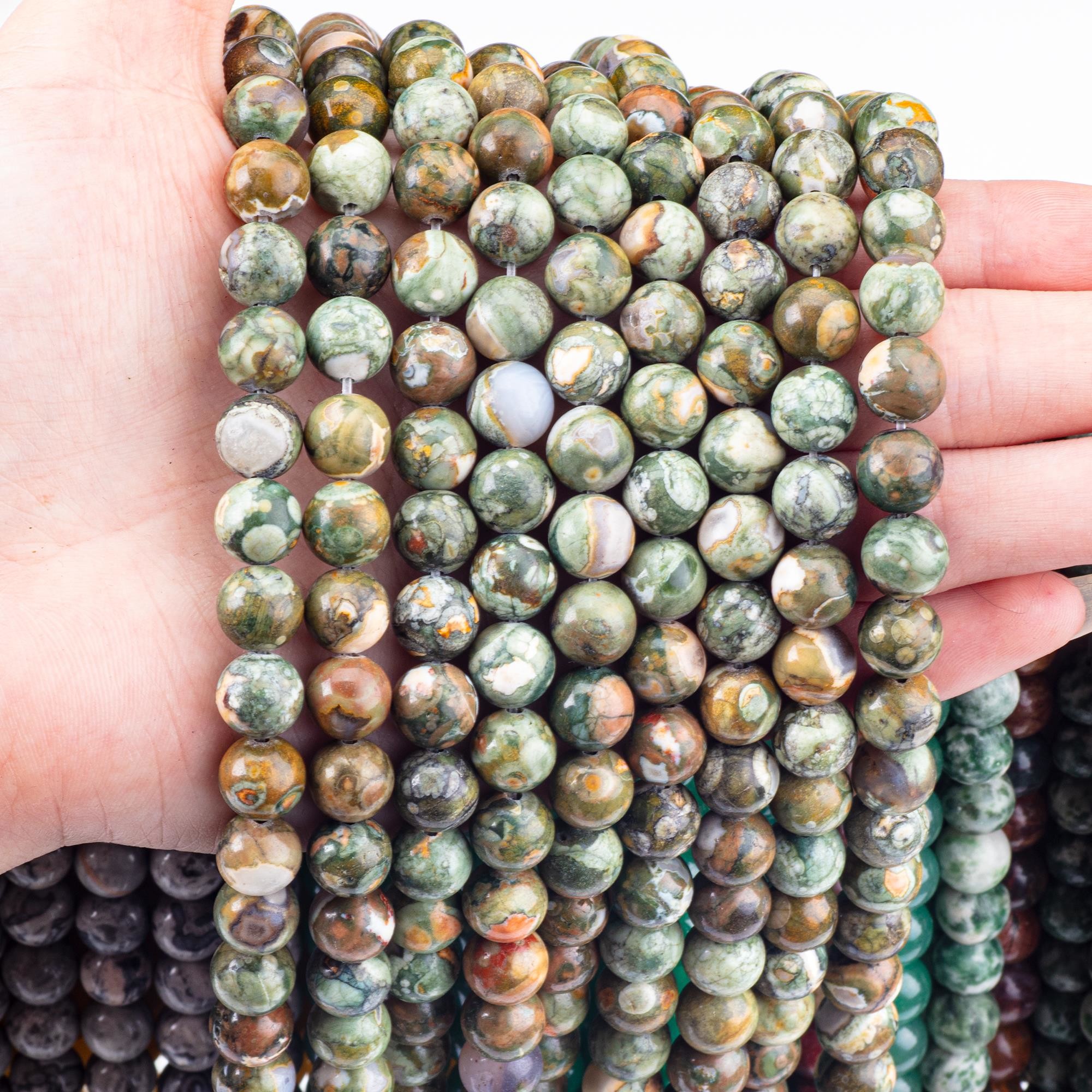 Kambaba Jasper Round Bead Natural Crystal Gemstone Loose Bead Strands for DIY Jewelry Making