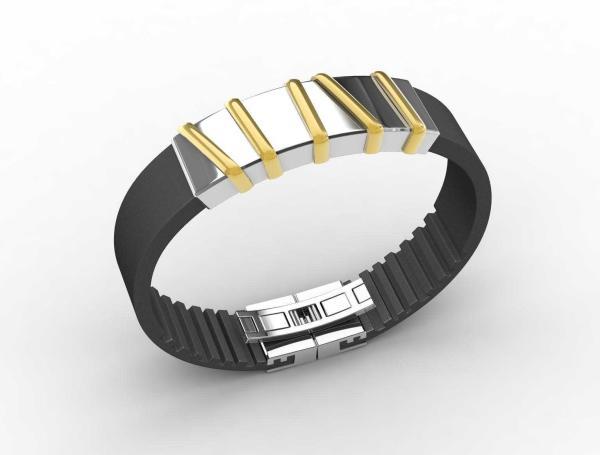 Top Quality Europe Fashion Stainless Steel Genuine Leather Silicone Bangle