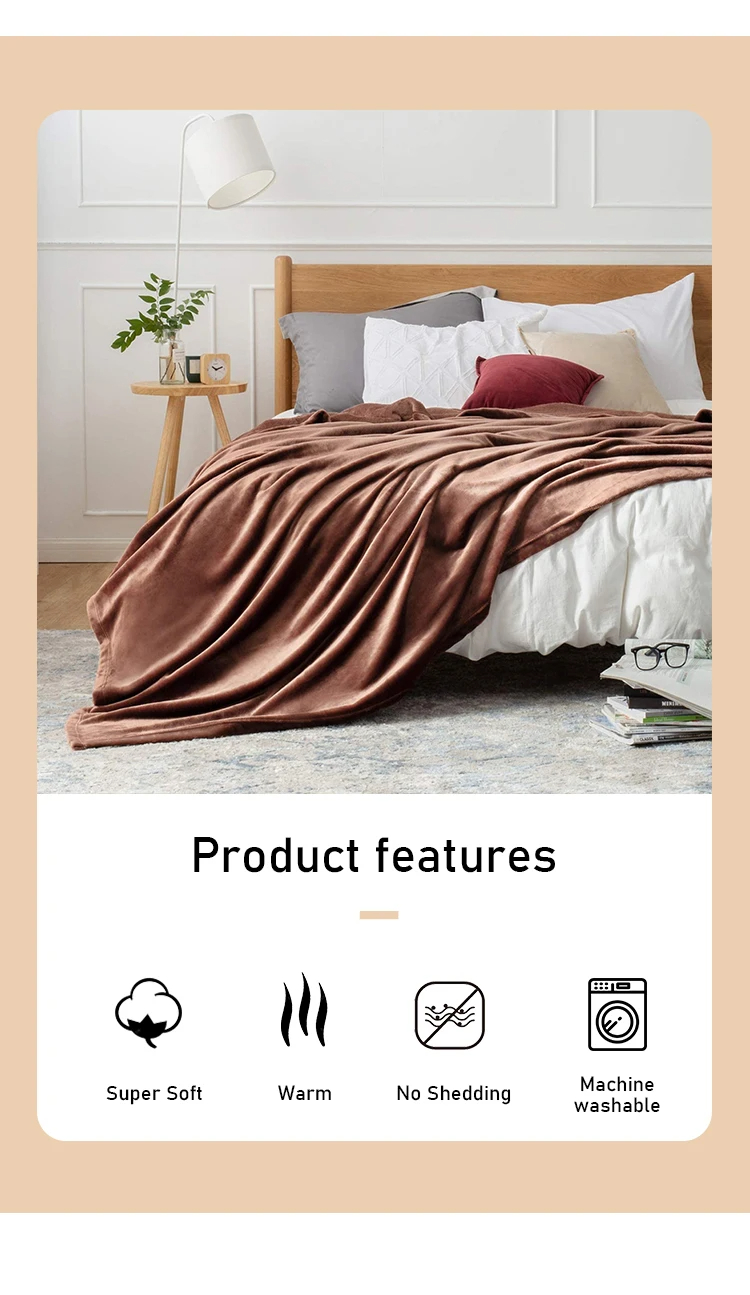 Super Soft Microfiber Flannel Blanket with European and American Style Construction
