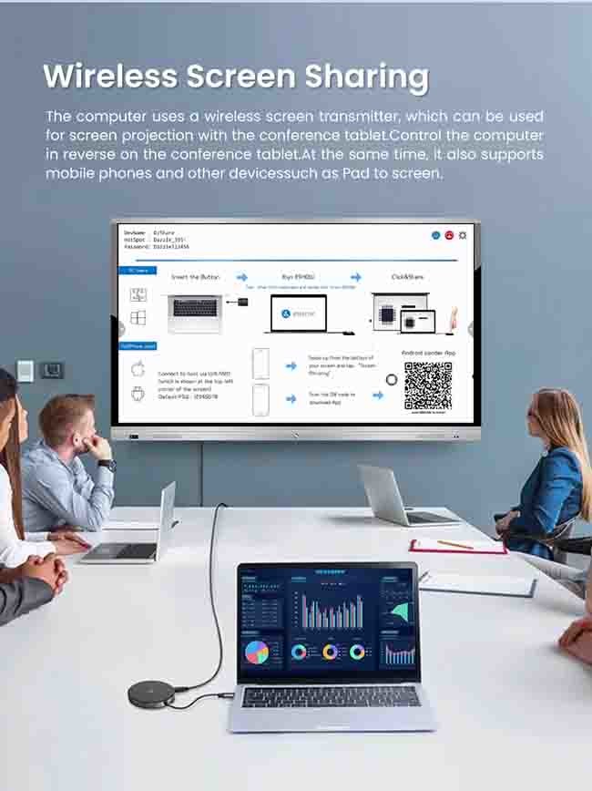 110in Smart Interactive Flat Panel 4K UHD Panel Smart Board With Android Windows System
