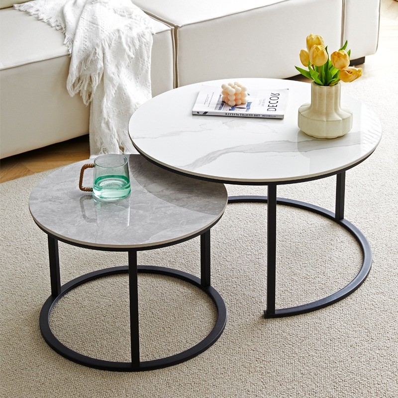 Modern Low Matt Lacquered Metal Coffee Table Set For Hotel Home Office