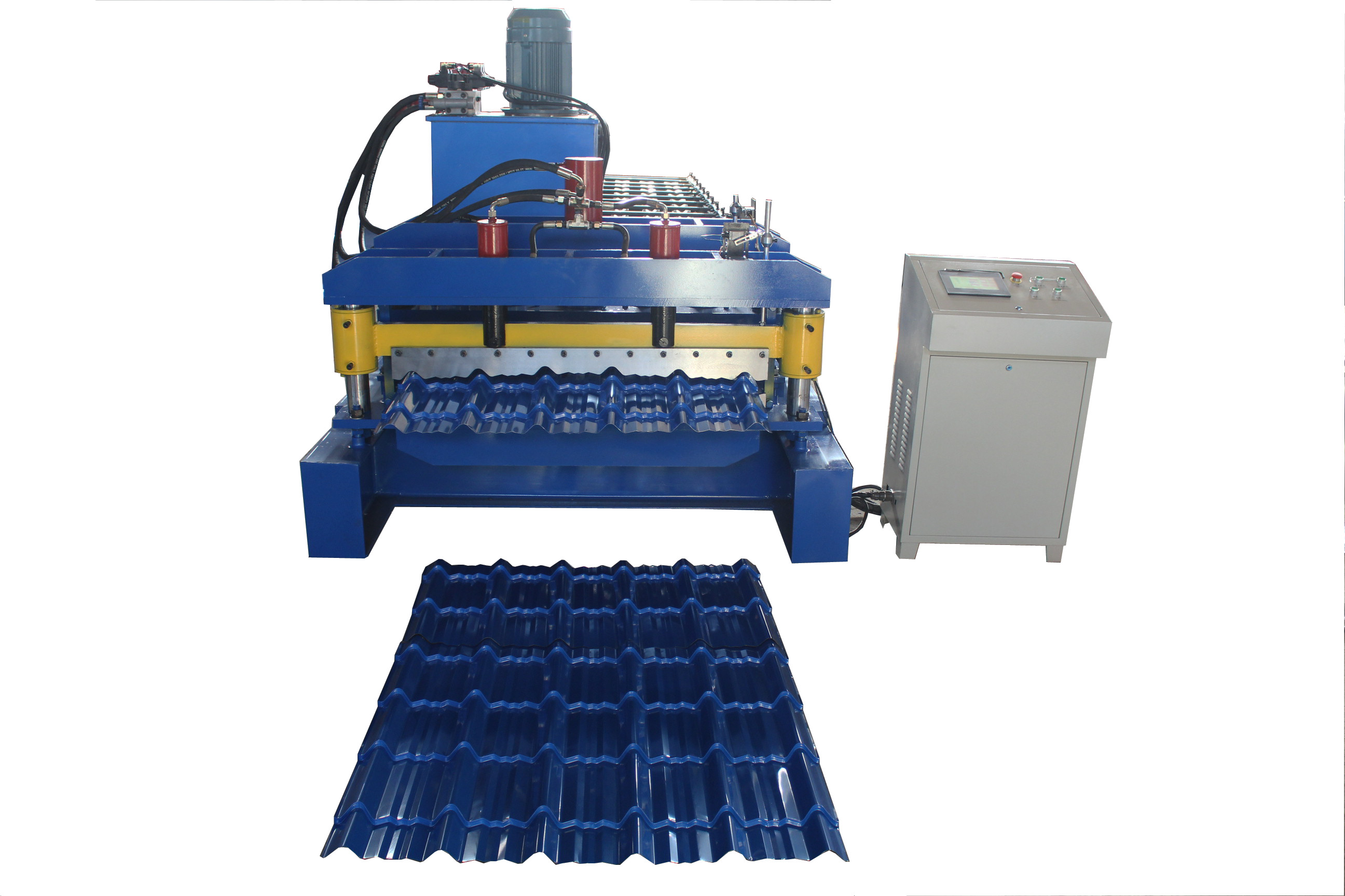 PLC Control Color Steel Glazed Tile Roll Forming Machine Step Tile Type