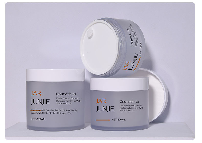 Custom 120ml 150ml 200ml 4oz 8oz 250ml Clear Frosted Face Body Cream Body Butter PET Plastic Jars With White Lids