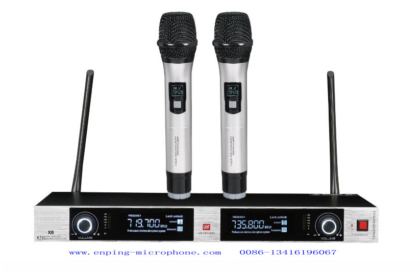 X10 fixed frequency wireless microphone system UHF Dual channel rack mountable very low price