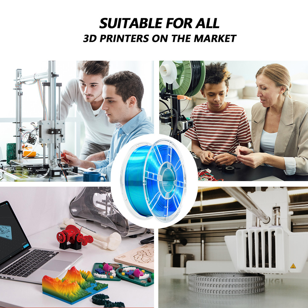 PLA+Silk Dula Color 3D Printing Filament 1.75MM Blue Green PLA+ Filament 1000g