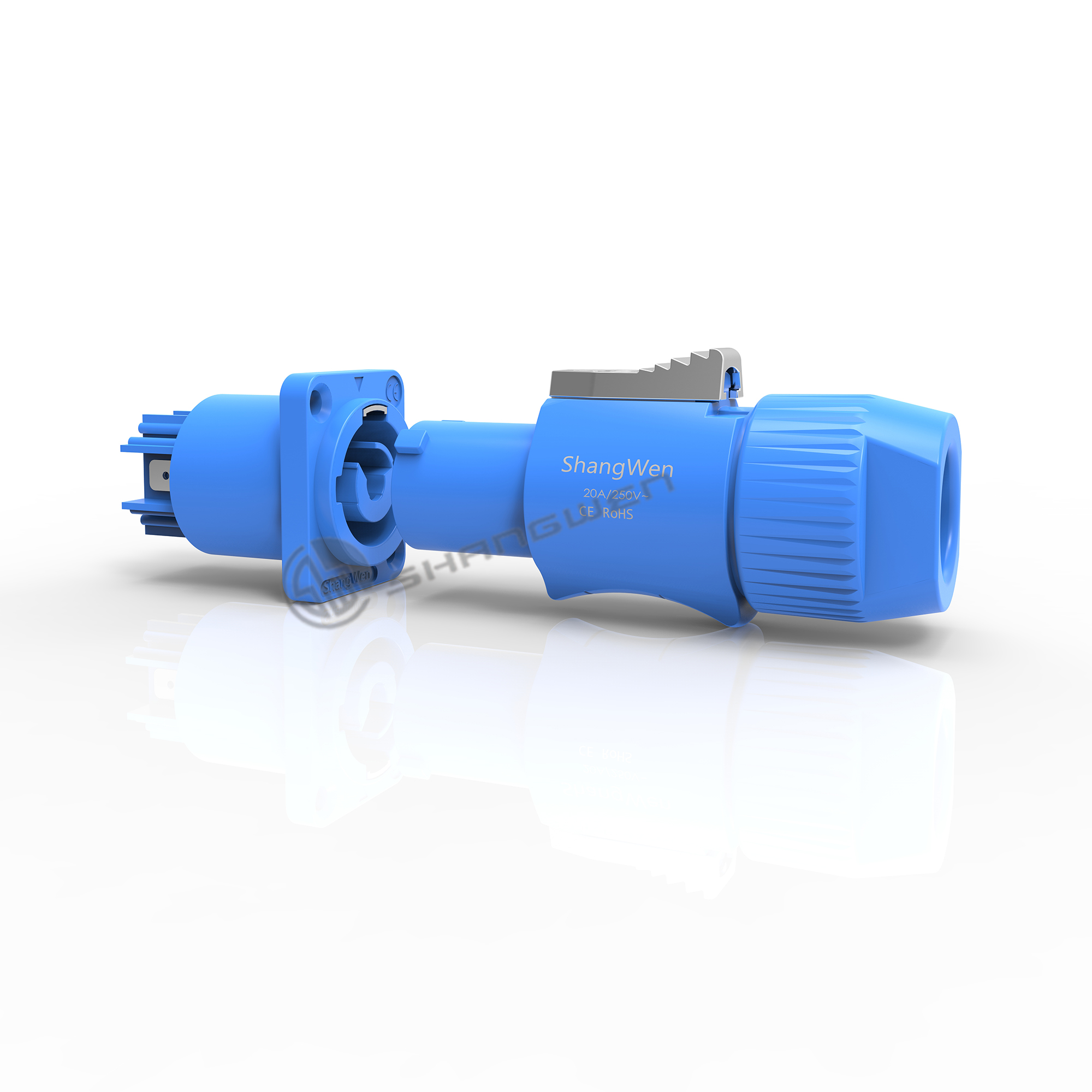Blue Power Wire Connectors Industrial Powercon Plug Wiring Harness