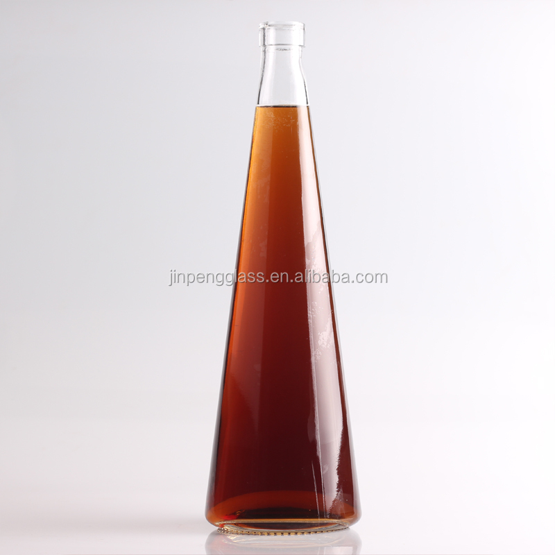 Engraved Tequila Glass Bottle at 750ml 1 Liter with Round Shape and Cork Sealing Type