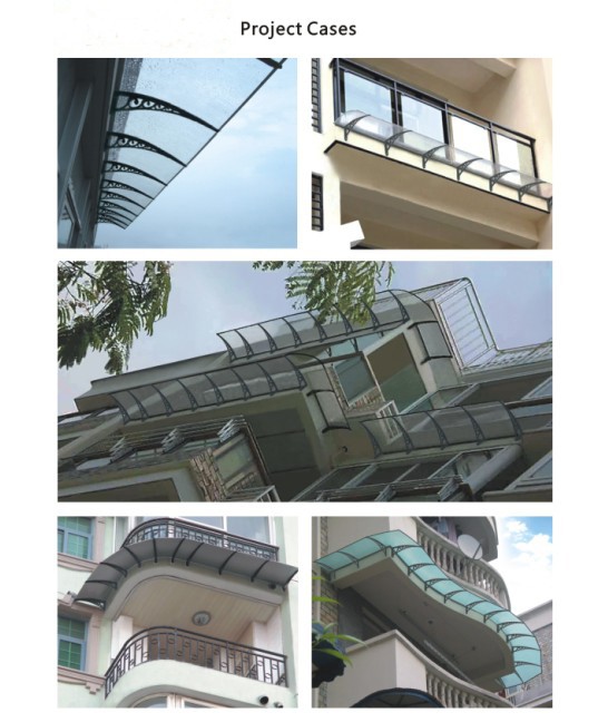 Self-Clean Aluminum Canopy for Balcony Polycarbonate Shed Entry Front Door Canopy