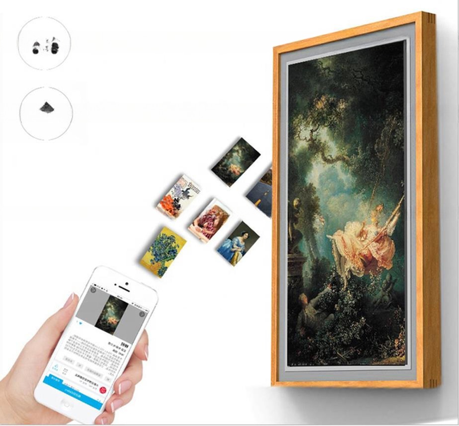 Home/Hall/Hotel Decoration NFT Digital art Frame Advertising Player Video WIFI Android LCD Screen 4K display with wooden frame