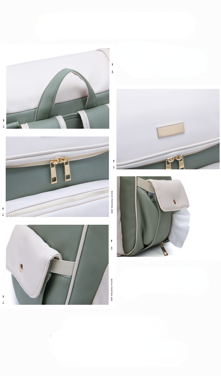 New Large-capacity PU Leather Diaper Bag Waterproof Shoulder Mommy Backpack With Stroller Strap For Mom