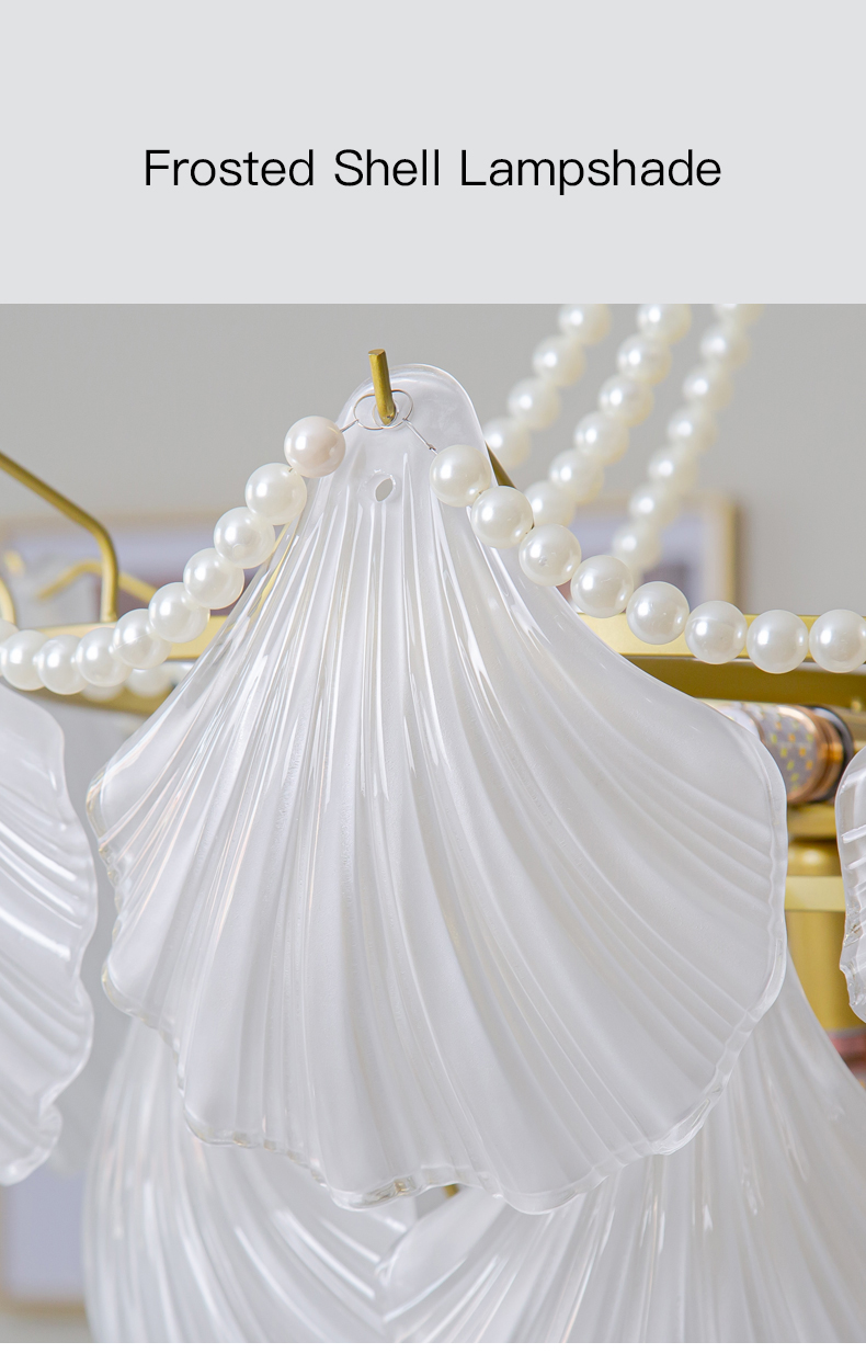 Modern Led Chandelier For Living Room Frosted Glass Luxury Shell Chandelier Lamp(WH-CY-247)