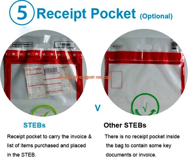 Self Seal Airport Security Money Bag Biodegradable Tamper Evident Proof