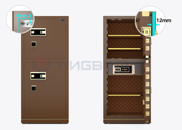 120kg Patented Bolts Dual Alarm Biometric Safe Box Fingerprint Lock YB/N7-150D Coffee