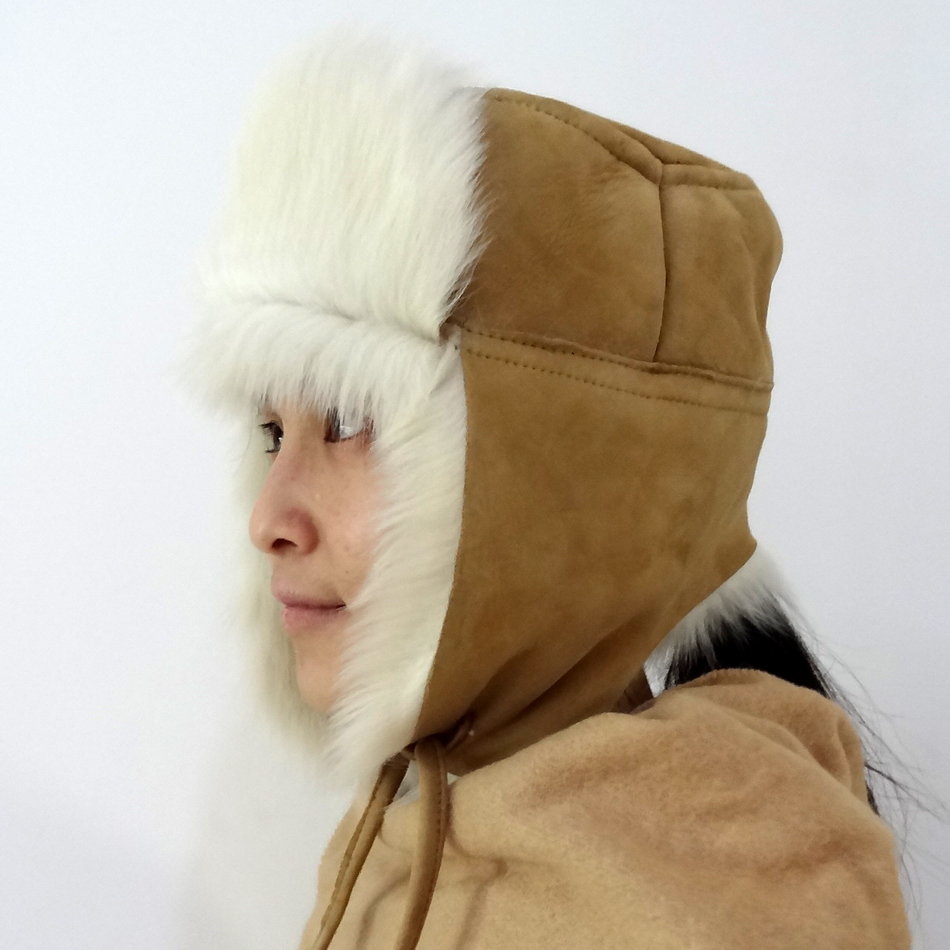 Merino Sheepskin Ladies Hat Soft Fashion Real Shearing Double Face For Unisex