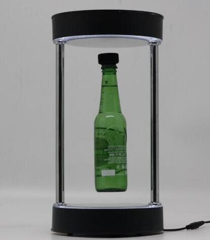 acrylic magnetic floating levitate pop beer bottle adveritising racks