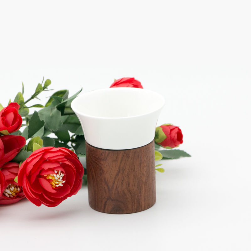 Home Art Crafts Perfume Bottle Lid Wooden Ceramic Cup Base With Wooden Stand