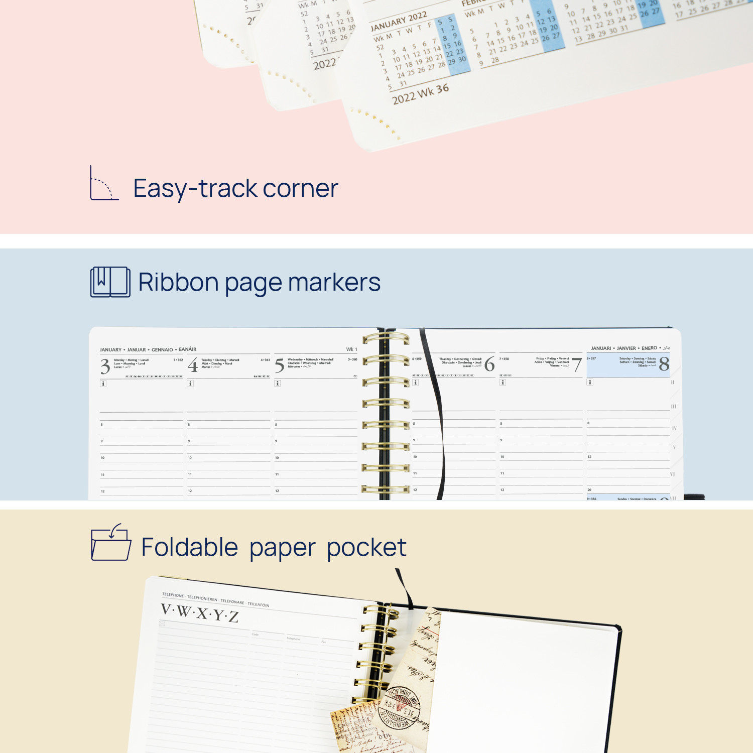 Custom 2023 8.75''x6.63'' Monthly Weekly Planner Medal O Binding