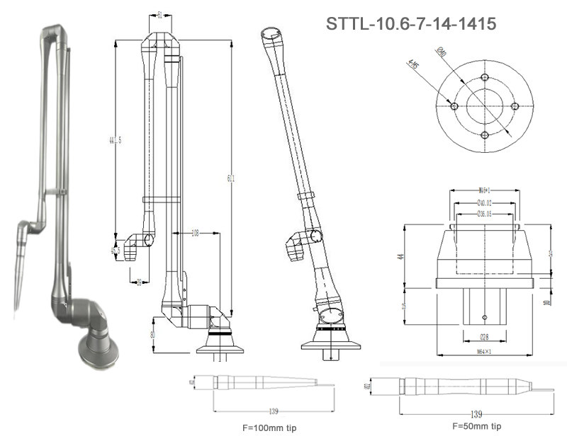 Wavelength 10.6mm Laser Articulated Arms For Beam Delivery