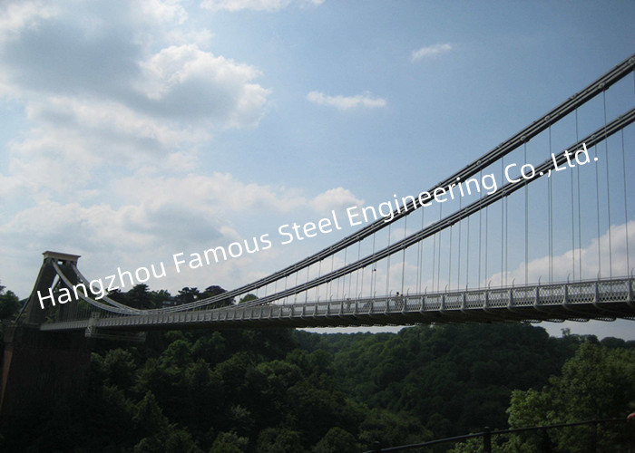 Prefabricated Wire Suspension Bridge Multi Span Customized Construction European Style