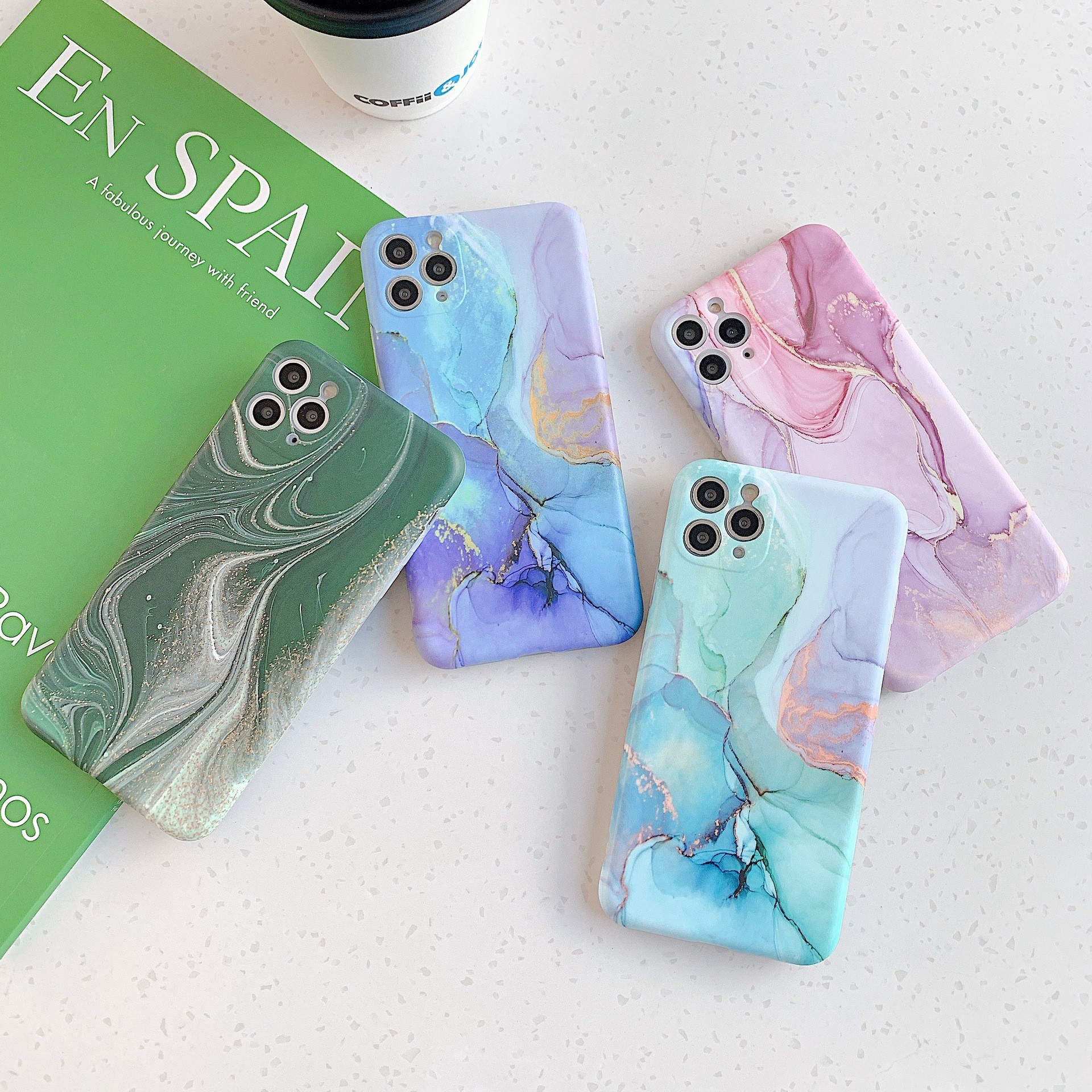 IMD Marble Geography Phone Cover TPU Gel Shockproof Dust Free For Iphone 7 8 Plus