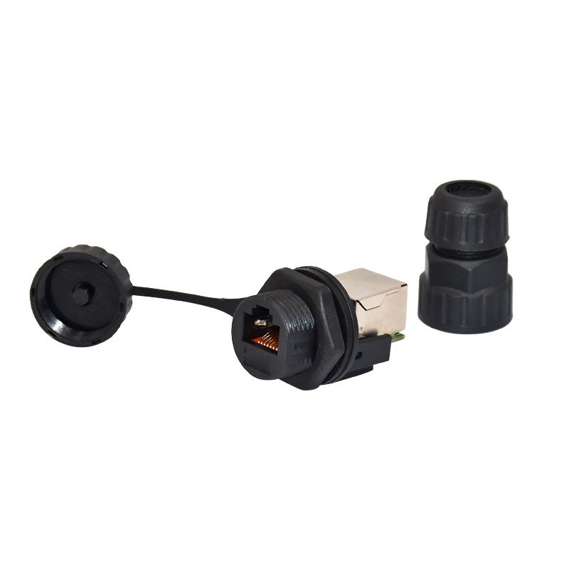 24AWG 2.4A RJ45 Waterproof Connector IP67 Straight Panel Mount Socket