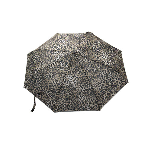 Auto Open Manual Close 3 Folding Leopard Print Umbrella With 8mm Metal Shaft