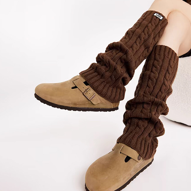 Winter Trendy Women Leg Warmers Woven Labels Cable Knit Leg Warmers Socks