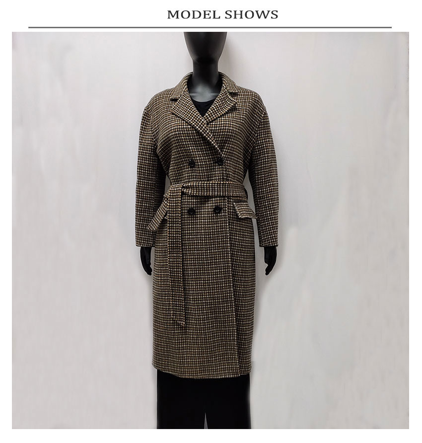 20 Polyester Yarn Dyed 880g Womens Wool Winter Coats