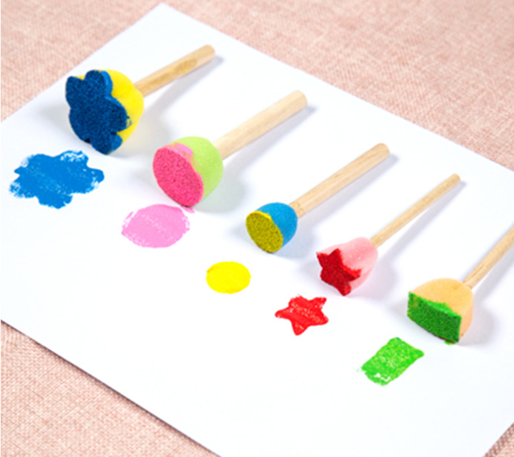 Kids DIY Hobby Acrylic Watercolor Painting Art Craft Plastic Handle Foam Paint Roller mini Sponge stamp roller brush