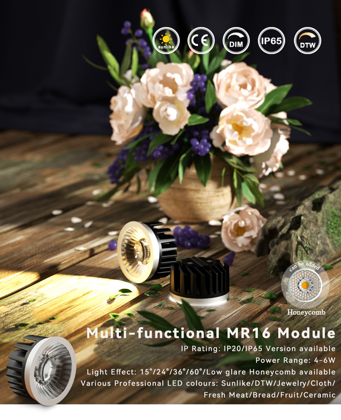 Full Spectrum MR16 Module 7W IP65/ IP20 Efficient Heat Sink Commercial Lighting