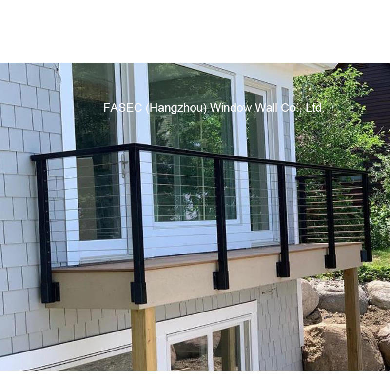90 - 120mm Height Aluminium Glass Stair Balustrade Wire Cable Railing