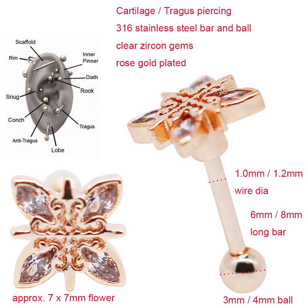 18G Petal Ear Piercing Jewellery