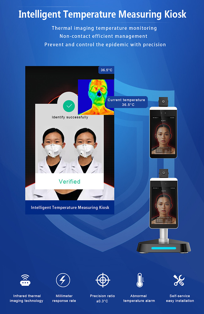 DC12V facial temperature scanner kiosk Support Health QR Code Screening