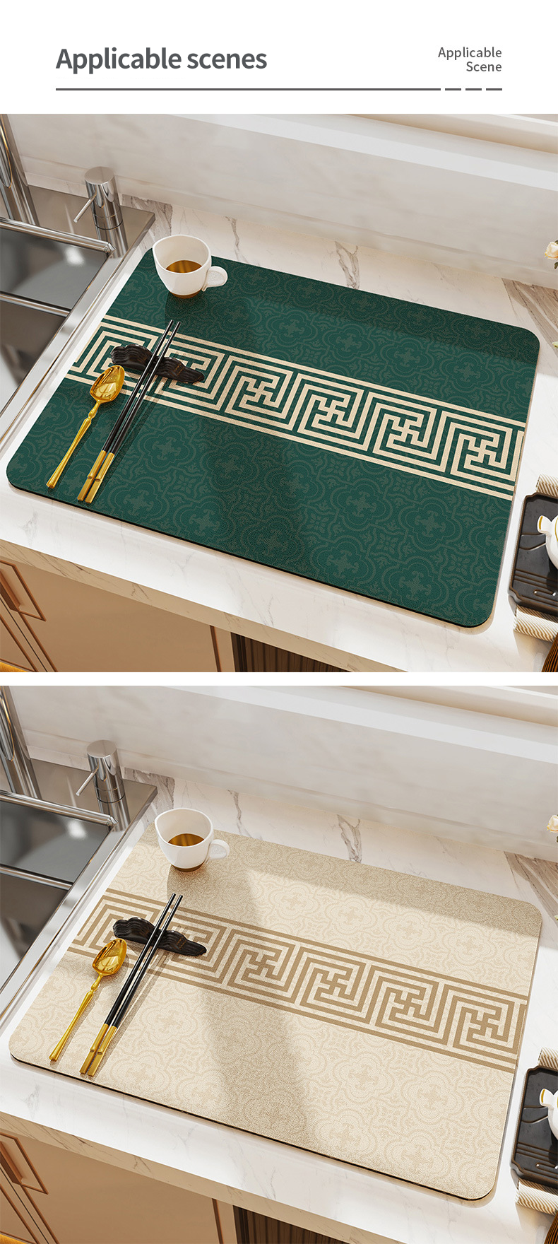 Sustainable Kitchen Modern Placemat Dishwashing Drying Mat for Drying