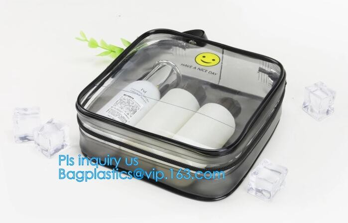Bulk ladies travel pvc clear promotion make up bag, Toilet Towel Packaging Custom Clear Plastic PVC Travel Cosmetic Bag