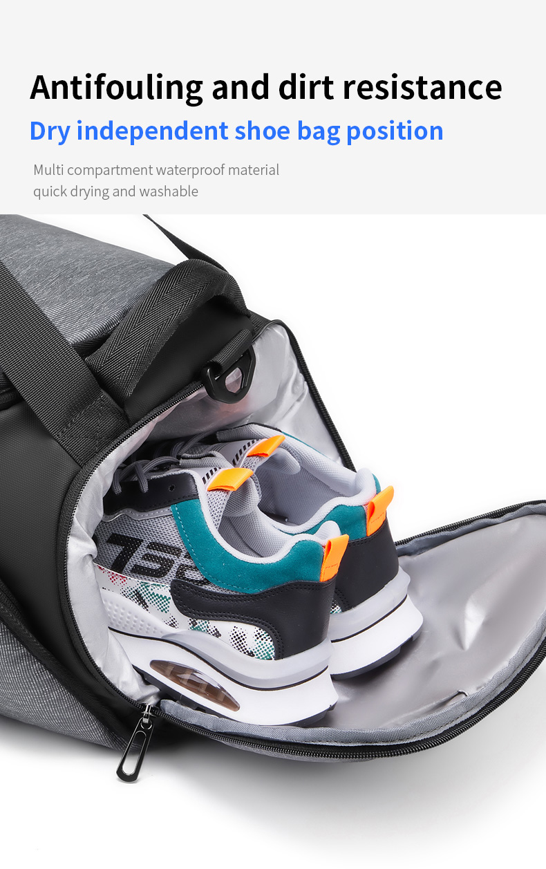 Solid Color Foldable Packable Duffel Bag Antifouling Multi Compartment