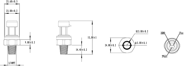 0.5-4.5V Output Brass Pressure Sensor For Air Water HVAC Application
