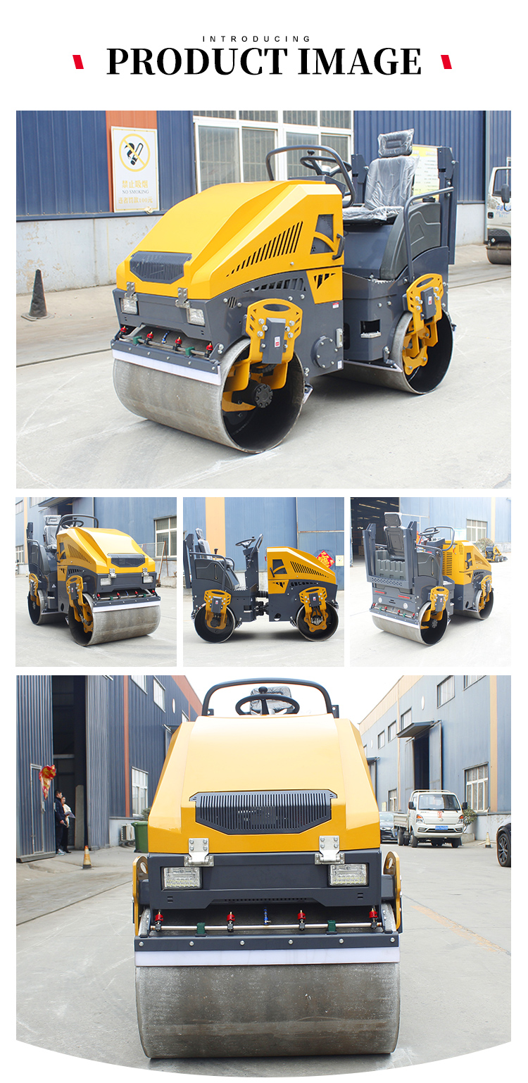 1 Ton 2T 3T Double Drum Mini Road Roller Compactor in India Excitation Frequency 70Hz