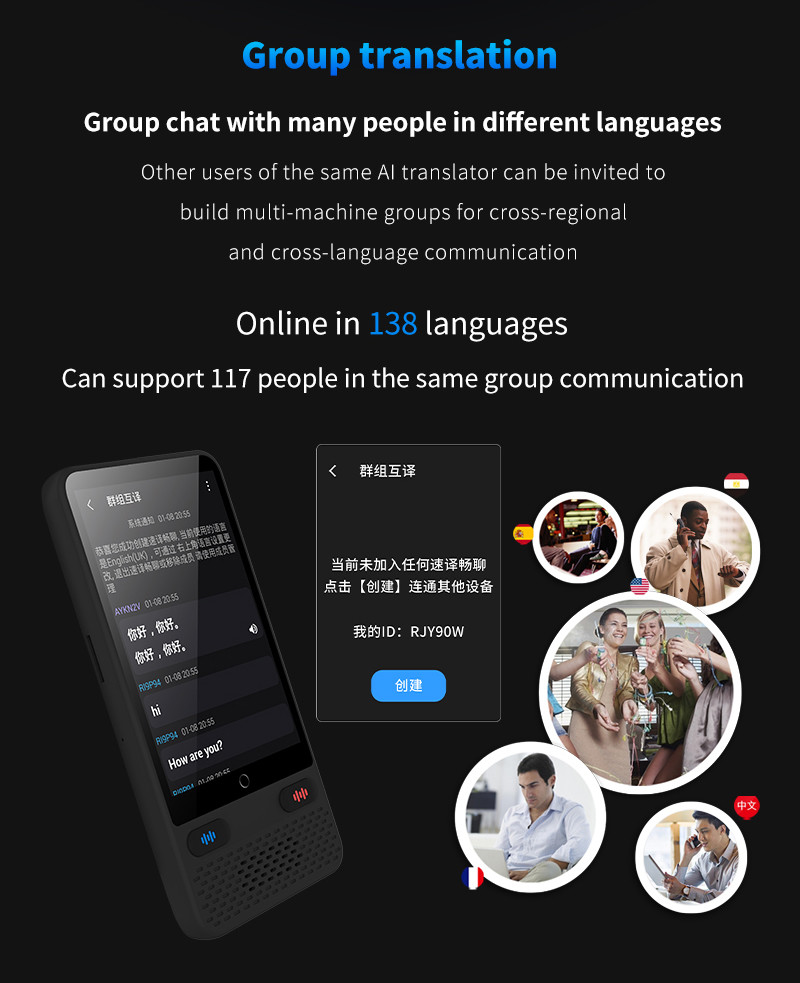 Portable Audio Instant Voice Translator Break Down Language Barriers Custom
