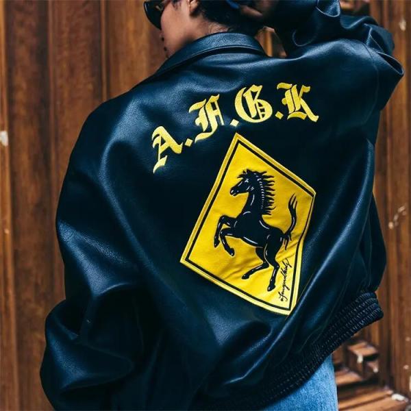 Black Yellow Heavy Winter Jacket Leather Versity Jacket For Men Manufacturer